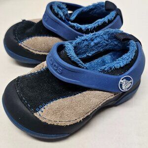 Blue Crocs Baby Toddler Boy Fleece Lined Clogs Slip On Faux Fur C 5